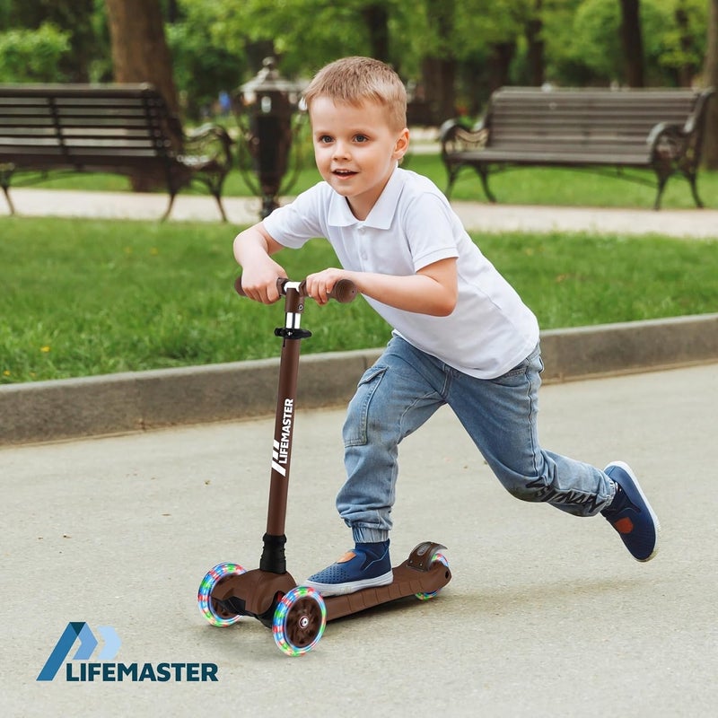 LifeMaster Mini 3-Wheel Kids Scooter with Multi-Color Wheel Lights – 4-Height Adjustable Handlebar, Wide Anti-Slip Deck, Child Safety Certified, Boys & Girls Ages 2+ Supports Up to 110 lbs - Image 3